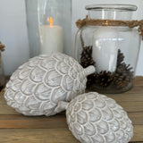 Ceramic whitewashed Artichoke / Pinecone decorations - 2 sizes