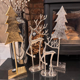 Standing Silver Metal Tall Reindeers - 2 Sizes
