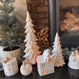 Ceramic Neutral glazed Trees with Bows - 3 sizes