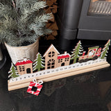 Long Wooden L44cm Advent Calendar Counter with Train and snow scene Marker to count the days down