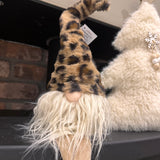 Fabric Sitting leopard print Gonk with dangly legs