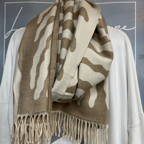Tree Jacquard Doubleface Scarf - Camel