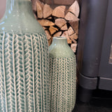 Green Patterned Tall Vases - 2 sizes