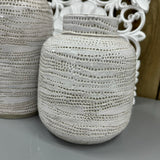 Alina White Stoneware Dot Design Vase - 2 sizes