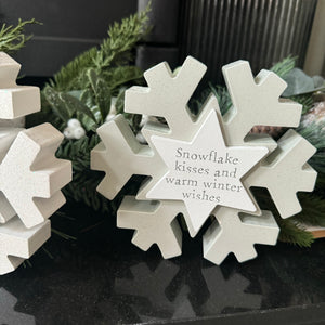 Wooden Standing Snowflake Blocks - Warm wishes…