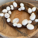 Easter White Speckled Egg Wreath with foliage 36cm
