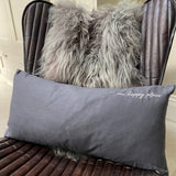Chalk - Oblong Linen Pewter Cushion | Our happy place