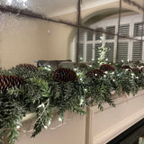 Green snowy Pine & Pinecone Garland 180cm