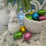 Ceramic White Rabbits in a Cracked Egg - 2 sizes