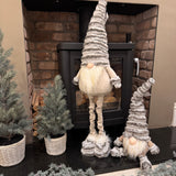 Standing Fur Reindeer with Green Hat & Scarf with extendable legs 54cm