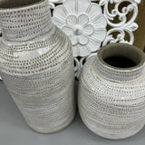 Alina White Stoneware Dot Design Vase - 2 sizes