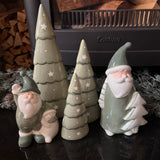 Ceramic White & Green Reindeer with Tree - 2 sizes