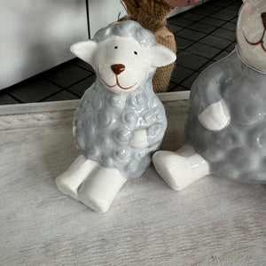 Super cute Grey & White Ceramic Sheep Avaiable in 2 sizes - Small 9cm & Large 12.5cm