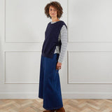 Chalk - Navy Tiff Tabard jumper with side tie bows