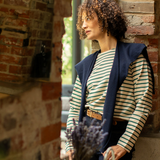 Chalk - Fleur Stripe long sleeved Fitted T-shirt&nbsp;
Colour - Evergreen/Cream
