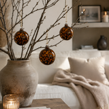 Glass House Interiors - offering unique patterned, quality and shaped glassware.

Glass Bauble: Leopard Print and bronze 9cm