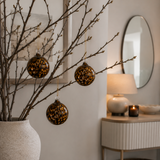 Glass House Interiors - offering unique patterned, quality and shaped glassware.

Glass Bauble: Leopard Print and bronze 9cm