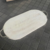 Whitewashed Beaded Mango Large Footed Platter Tray