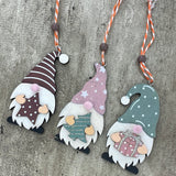 Christmas Wooden Gonk Hanging Decoration Available in 3 coloured Santa's hats; Chocolate brown, Green & Pink  HU-9799
