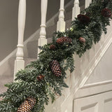 Green snowy Pine & Pinecone Garland 180cm