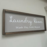 Wooden Framed Grey Plaque - Laundry Room