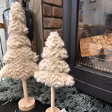 Fabric Fluffy Trees mounted on wooden stand - 2 sizes