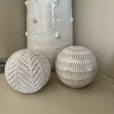 <h3>Decorative Ceramic Ball 12cm</h3> <h3>Available in 2 styles; Vertical lines and Leaf pattern</h3>