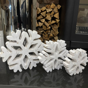 Standing Wooden Snowflakes set of 3