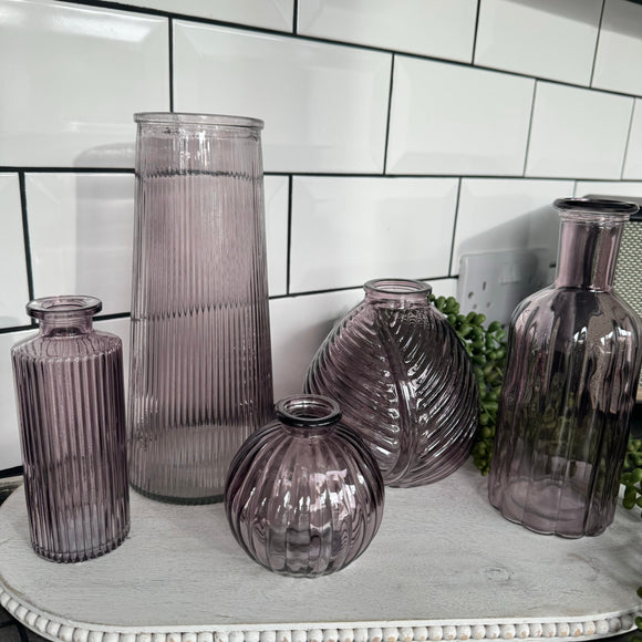 Small Glass Bottle Vases Amethyst - various styles