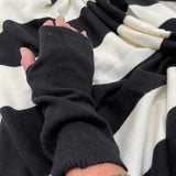 Chalk - Black Angela long fingerless soft knit Gloves 