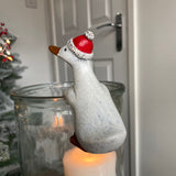 Christmas Daisy Duck Pot Hanger wearing a santa hat 10cm