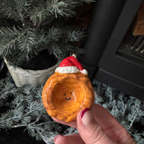 Fun Christmas ceramic Hanging Decoration
Yorkshire Pudding wearing a santa hat 7.5cm &amp; smiling face