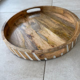 Round Wooden Whitewashed Trays - 2 sizes