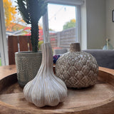 Small Glazed Off-White textured Garlic Vase