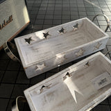 Whitewashed wooden Star caddy with handles - 2 sizes