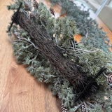 Pillar Candleholder with artificial pine branches & cones L60cm
