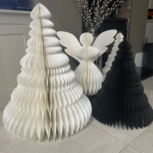 White Honeycomb Paper Trees - 50cm or 70cm A WOW simple statement tree decoration; lovely, timeless and stylish accessory for your home this Christmas. These honeycomb trees made out of sturdy paper make a beautiful contemporary touch to your home.