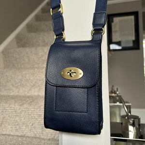 Faux Leather Mini Body Bag - Navy