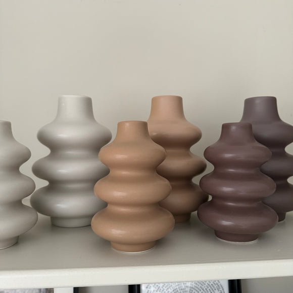 Neutral Ribbed Abstract Vases - 3 colours & 2 sizes
