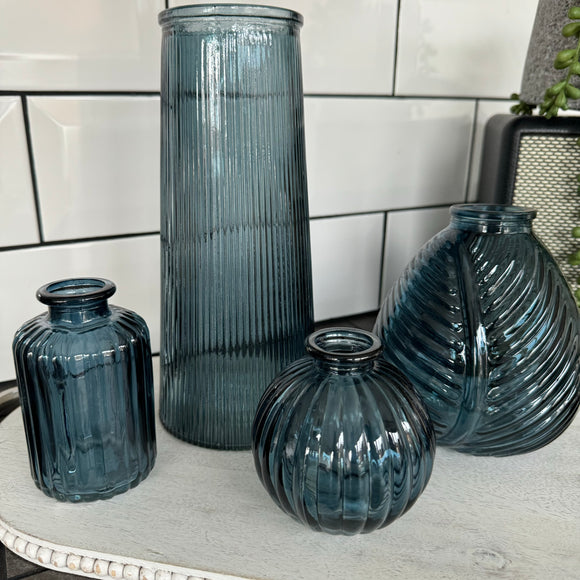 Small Glass Bottle Vases Blue - various styles