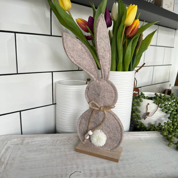 Felt Easter Rabbits on Wooden Stand - Small 30.5cm