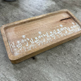 Floral Detail Wooden Trays - 2 sizes