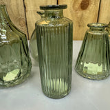 Vintage Green Small Glass Bottle Vases - 4 styles