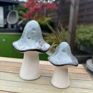 Grey Mushroom Ceramic Reactive Glazed Decorations&nbsp;
Pointed style mushroom in size Small H9cm &amp; Large H13.5cm