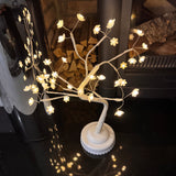 White blossom branches Tree H45cm with LED lights powered by battery or mains