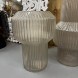 Light Grey Glass Ribbed Vases - 2 sizes