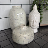 Distressed White Ceramic Buddha Heads - 2 sizes