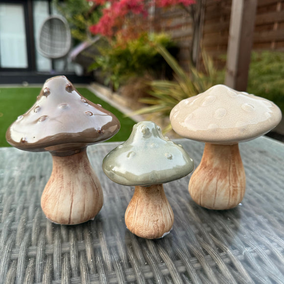 Mushroom Ceramic Decorations - Brown