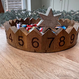Wooden Tray Advent Calendar with metal star