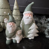 Ceramic White & Green Santa - 2 sizes
